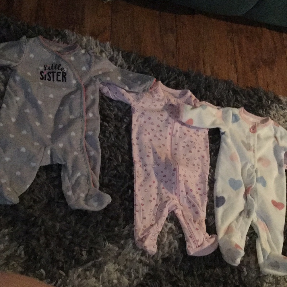 3 heart baby onesies